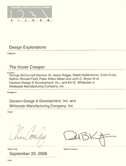 Hover  Creeper Certificate