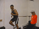 Man running on Mr. Clark's machine