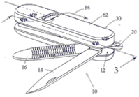 Picture of an engineering drawing of the Davison Produced Product Invention Swiss Army Whistleknife