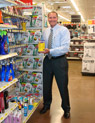 Mr. Davison with the Product Invention Personals Air Freshener on the store shelf