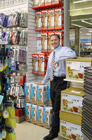 George Davison with product invention Bagstor at the store