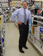 Mr. Davison with Product Invention Push 'n Pull at the store it's sold in