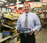Mr. Davison (aka Mr. D) with the Product Invention Twister Bolts on the store shelf