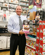 George Davison with product invention Surprise Pan at the store