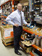 Mr. Davison with Product Invention Tapemeasure on the store shelf