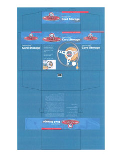 Packaging CAD Print for Davison Produced Product Invention Steering Reel Cord Storage