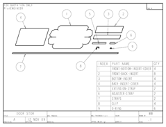 Product Engineering Drawings for Davison Produced Product Invention DoorStor