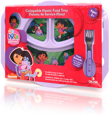 Final Manufactured Product for Davison Produced Product Invention Dora Explorer Collapsible Plastic Food Tray