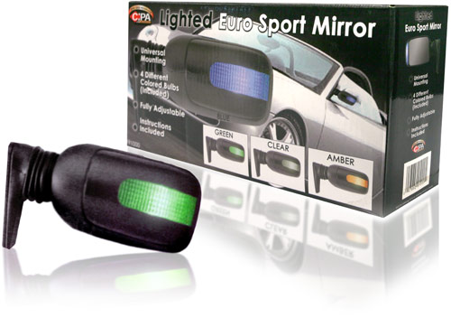 Final Manufactured Product for Davison Produced Product Invention Lighted Euro Sport Mirror