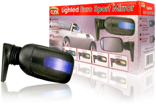 Final Manufactured Product for Davison Produced Product Invention Lighted Euro Sport Mirror