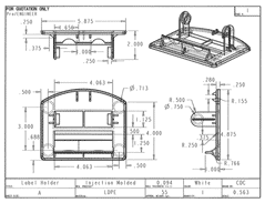 Product Engineering Drawings for Davison Produced Product Invention Food Label Dispenser