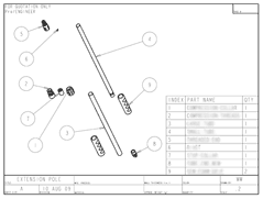 Product Engineering Drawings for Davison Produced Product Invention Extension Pole
