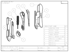 Product Engineering Drawings for Davison Produced Product Invention Interior Detail Tool