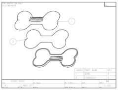 Product Engineering Drawings for Davison Produced Product Invention Hydro Bone