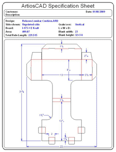 Packaging CAD Drawing for Davison Produced Product Invention Massage Lumbar Cushion Packaging 