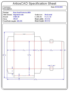Packaging CAD Drawing for Davison Produced Product Invention Ortho Wedge Seat Cushion Packaging