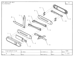 Product Engineering Drawings for Davison Produced Product Invention Swiss Army Whistle Knife