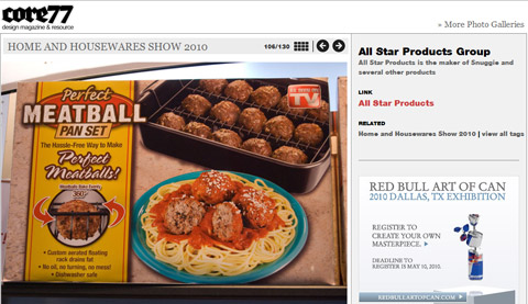 Meatball Baker featured on design super-site Core77