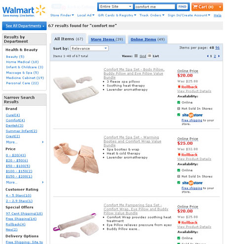 Walmart comfort products