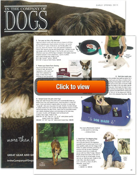 Hugs products featured in catalog for pampered pooches!