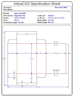 Packaging CAD Drawing for Davison Produced Product Invention Aviva Cool Blue Sun Seats Packaging