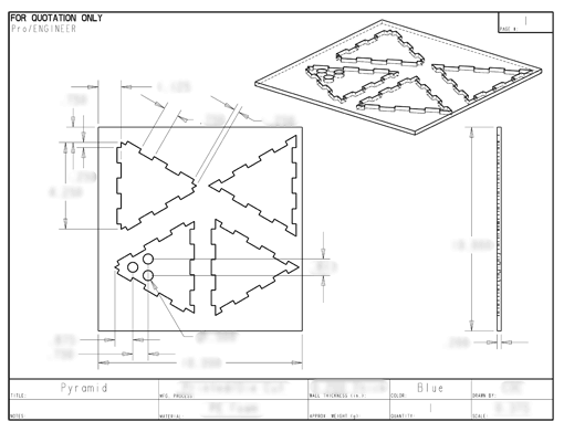 Product Engineering Drawings for Davison Produced Product Invention FoamWorx Pyramid Puzzle