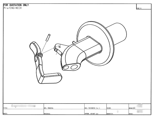 Product Engineering Drawings for Davison Produced Product Invention Kitchen Bottle Pour Spouts