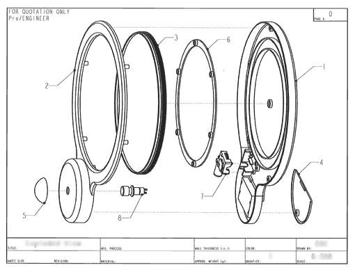 Product Engineering Drawings for Davison Produced Product Invention Diego Dinner Spinner & Plate