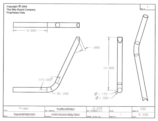 Product Engineering Drawings for Davison Produced Product Invention The BikeBoard – Cruiser