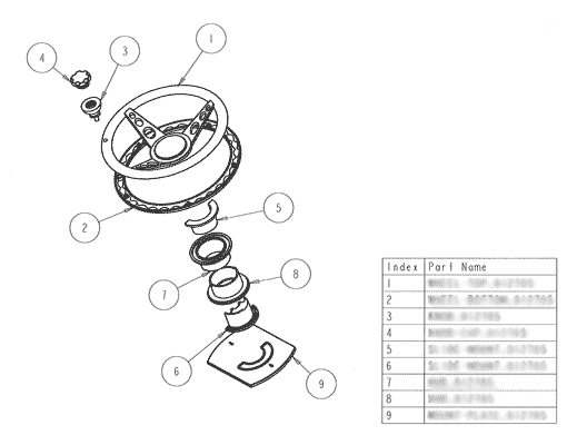 Product Engineering Drawings for Davison Produced Product Invention Steering Reel Cord Storage
