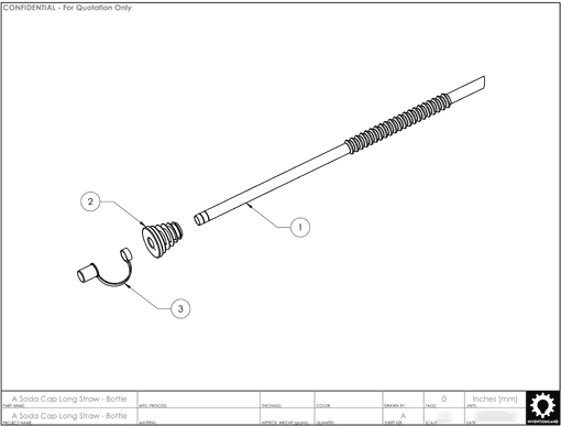 Product Engineering Drawings for Davison Produced Product Invention Soda Straws (for Bottles)