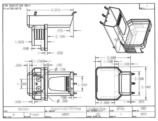 Product Engineering Drawings for Davison Produced Product Invention Tape Measure Holder