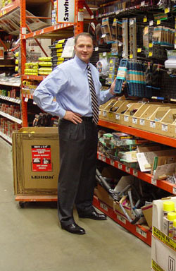 Mr. Davison (aka Mr. D) with the product on the store shelf: