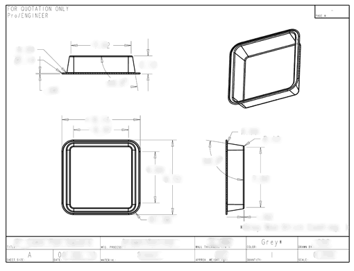 Product Engineering Drawings for Davison Produced Product Invention 8 Inch Square Pan – Mrs. Fields