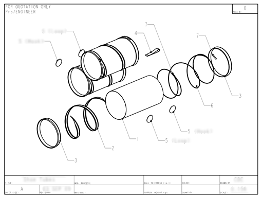 Product Engineering Drawings for Davison Produced Product Invention Shoe Tubes