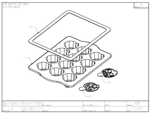 Product Engineering Drawings for Davison Produced Product Invention Pumpkin Cakelette Pan & Stencil