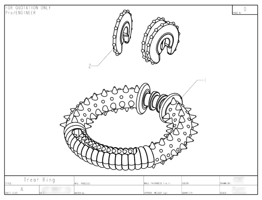Product Engineering Drawings for Davison Produced Product Invention Jaws Ring