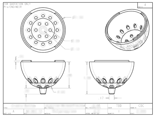 Product Engineering Drawings for Davison Produced Product Invention Toys “R” US Pets Treat Dispensing Dangle Toy