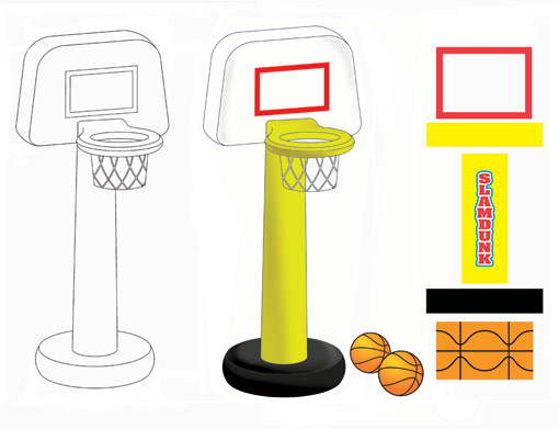 Product Engineering Drawings for Davison Produced Product Invention Stats Inflatable Basketball Hoop