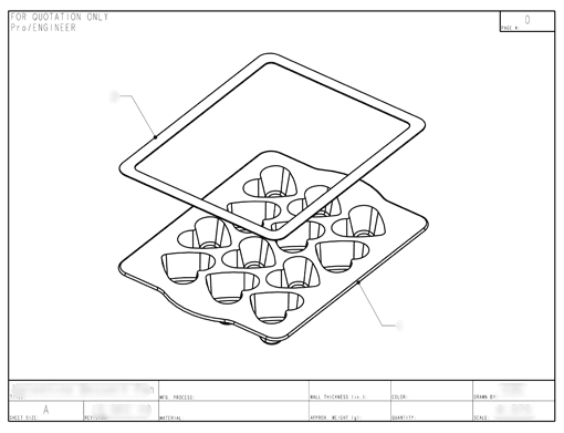Product Engineering Drawings for Davison Produced Product Invention Sweetheart Silicone Dessert Pan