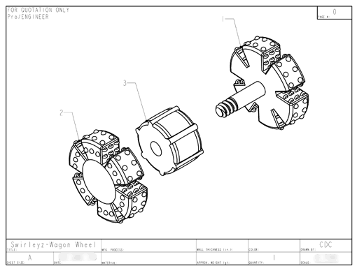 Product Engineering Drawings for Davison Produced Product Invention Toys “R” US Pets Treat Toy Dumbbell