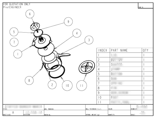 Product Engineering Drawings for Davison Produced Product Invention Fill N’ Grill