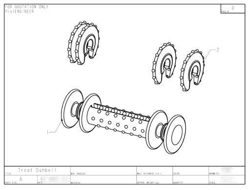 Product Engineering Drawings for Davison Produced Product Invention Jaws Dumbbell