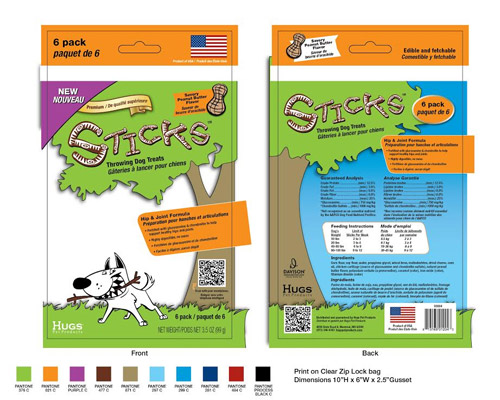 Packaging CAD Drawing for Davison Produced Product Invention Sticks Throwing Dog Treats