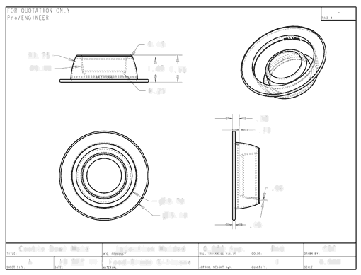 Product Engineering Drawings for Davison Produced Product Invention Brownie Bowl