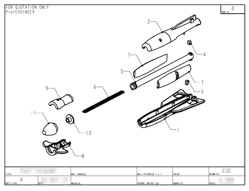 Product Engineering Drawings for Davison Produced Product Invention Water Rocket