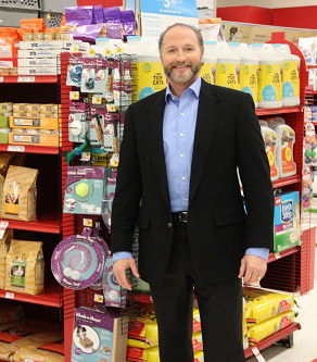 Mr. Davison (aka Mr. D) with the product on the store shelf: