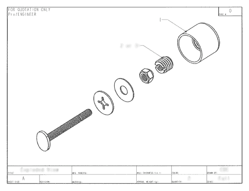 Product Engineering Drawings for Davison Produced Product Invention Twister Bolts