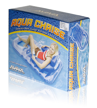 Final Manufactured Product for Davison Produced Product Invention Aviva Aqua Chaise Packaging