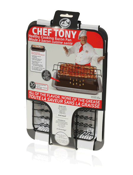 Final Manufactured Product for Davison Produced Product Invention Chef Tony – Bacon Baker